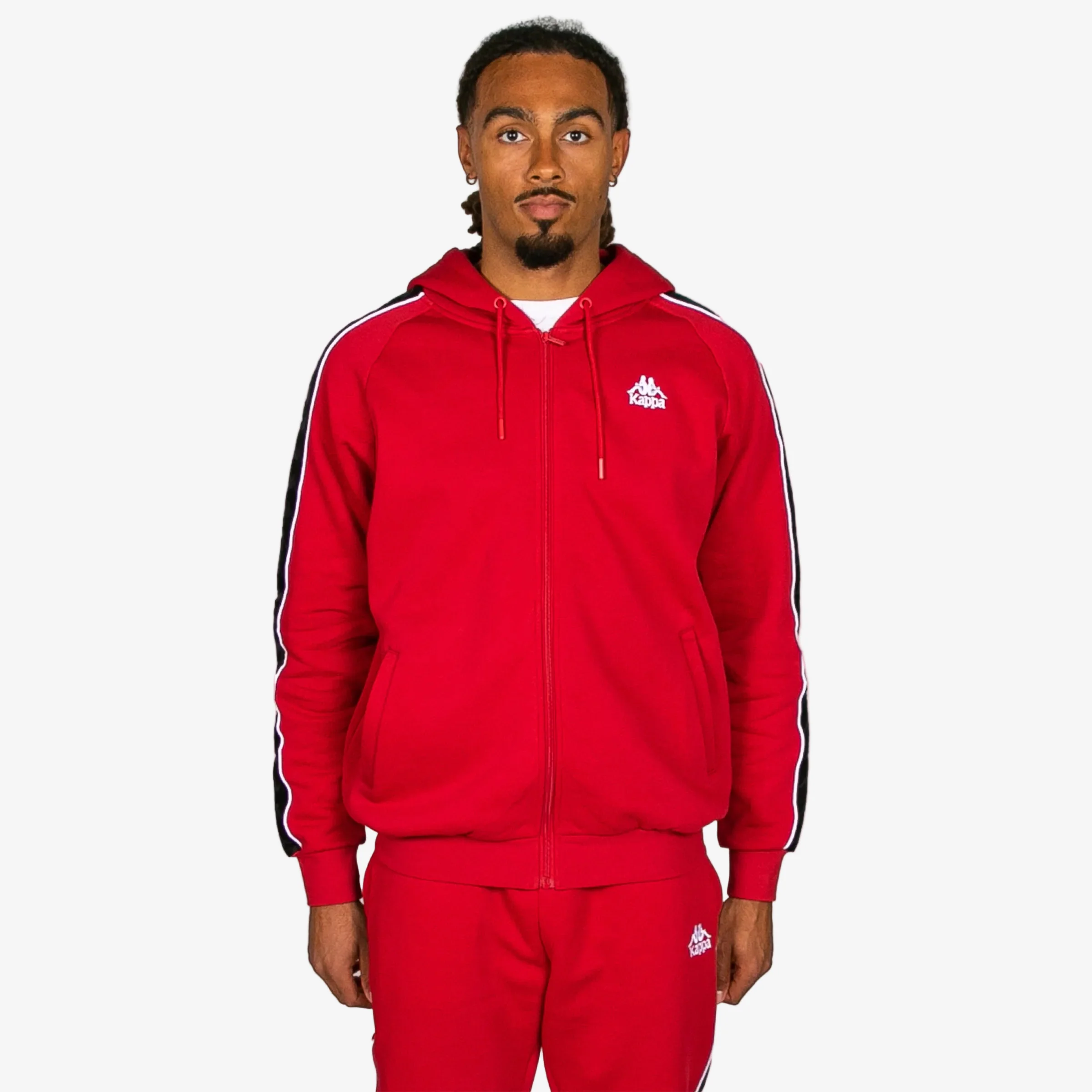 222 Banda Zamin 4 Zip Up Hoodie - Rosso Racing Nero Bianco
